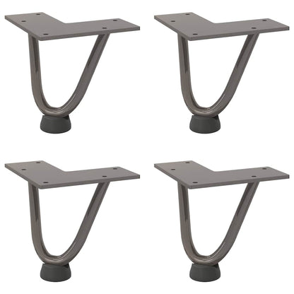Gambe Tavolo a Forcina 4 pz 10 cm Acciaio Massiccio - homemem39