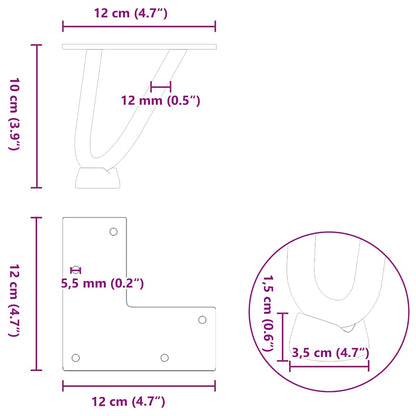 Gambe Tavolo a Forcina 4 pz 10 cm Acciaio Massiccio - homemem39