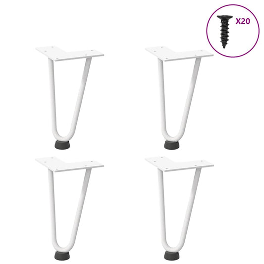 Gambe per Tavolo a Forcina 4 pz Bianco 20 cm Acciaio Massiccio - homemem39