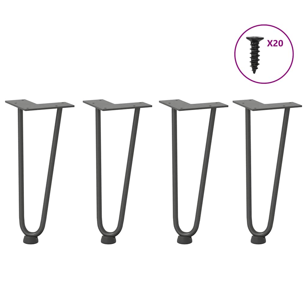 Gambe a forcina per tavolino 4 pz antracite 30 cm