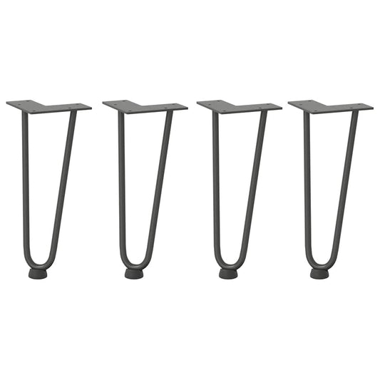 Gambe a forcina per tavolino 4 pz antracite 30 cm acciaio massiccio - homemem39
