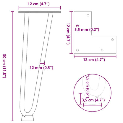 Gambe Tavolo a Forcina 4 pz 30 cm Acciaio Massiccio - homemem39