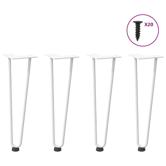 Gambe per Tavolo a Forcina 4 pz Bianco 42 cm Acciaio Massiccio - homemem39
