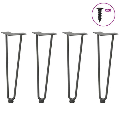 Gambe Tavolo a Forcina 4 pz Antracite 42 cm Acciaio Massiccio - homemem39