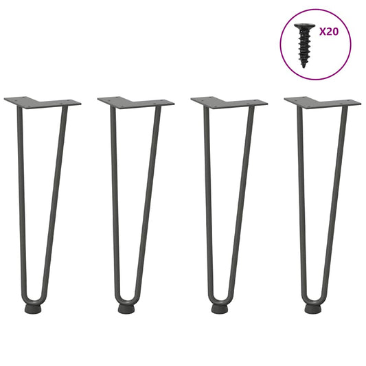 Gambe Tavolo a Forcina 4 pz Antracite 42 cm Acciaio Massiccio - homemem39