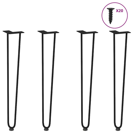 Gambe per Tavolo a Forcina 4 pz Nero 72 cm in Acciaio Massiccio - homemem39