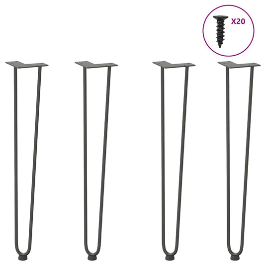 Gambe Tavolo a Forcina 4 pz Antracite 72 cm Acciaio Massiccio - homemem39