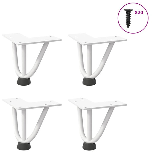 Gambe per Tavolo a Forcina 4 pz Bianco 10 cm Acciaio Massiccio - homemem39