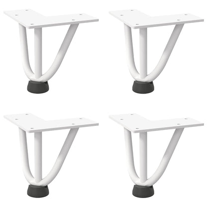 Gambe per Tavolo a Forcina 4 pz Bianco 10 cm Acciaio Massiccio - homemem39
