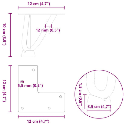 Gambe per Tavolo a Forcina 4 pz Bianco 10 cm Acciaio Massiccio - homemem39