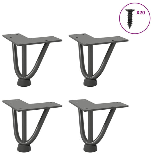 Gambe Tavolo a Forcina 4 pz Antracite 10 cm Acciaio Massiccio - homemem39