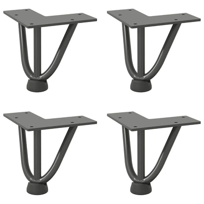 Gambe Tavolo a Forcina 4 pz Antracite 10 cm Acciaio Massiccio - homemem39