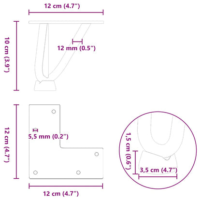 Gambe Tavolo a Forcina 4 pz Antracite 10 cm Acciaio Massiccio - homemem39