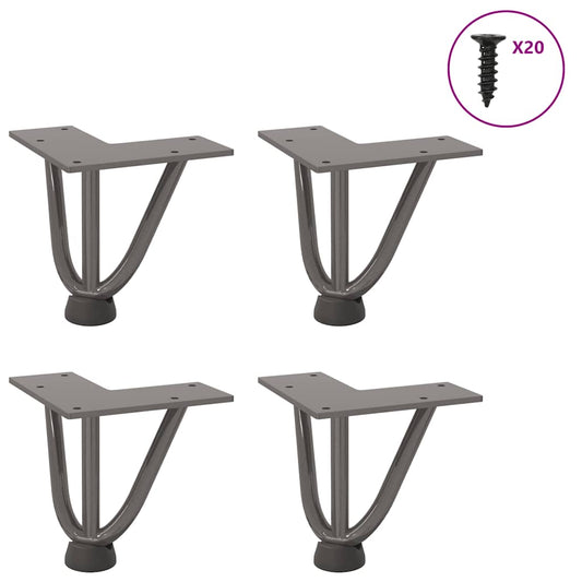 Gambe Tavolo a Forcina 4 pz 10 cm Acciaio Massiccio - homemem39