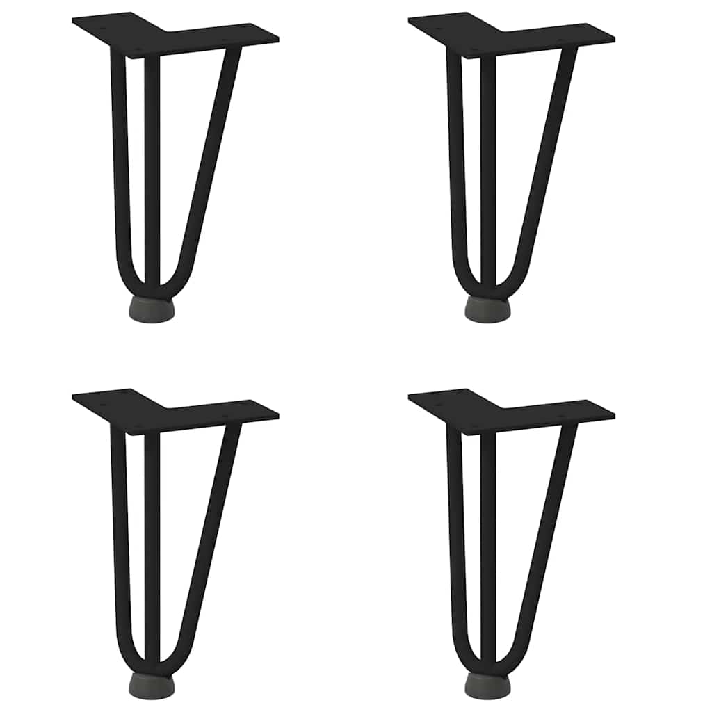 Gambe per Tavolo a Forcina 4 pz Nero 20 cm in Acciaio Massiccio - homemem39
