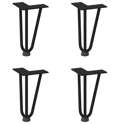 Gambe per Tavolo a Forcina 4 pz Nero 20 cm in Acciaio Massiccio - homemem39