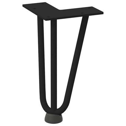 Gambe per Tavolo a Forcina 4 pz Nero 20 cm in Acciaio Massiccio - homemem39