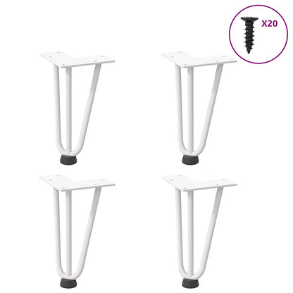 Gambe per Tavolo a Forcina 4 pz Bianco 20 cm Acciaio Massiccio - homemem39
