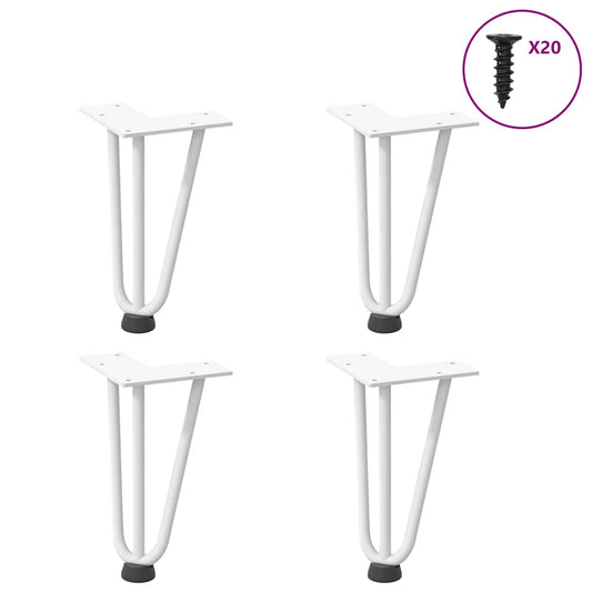 Gambe per Tavolo a Forcina 4 pz Bianco 20 cm Acciaio Massiccio - homemem39