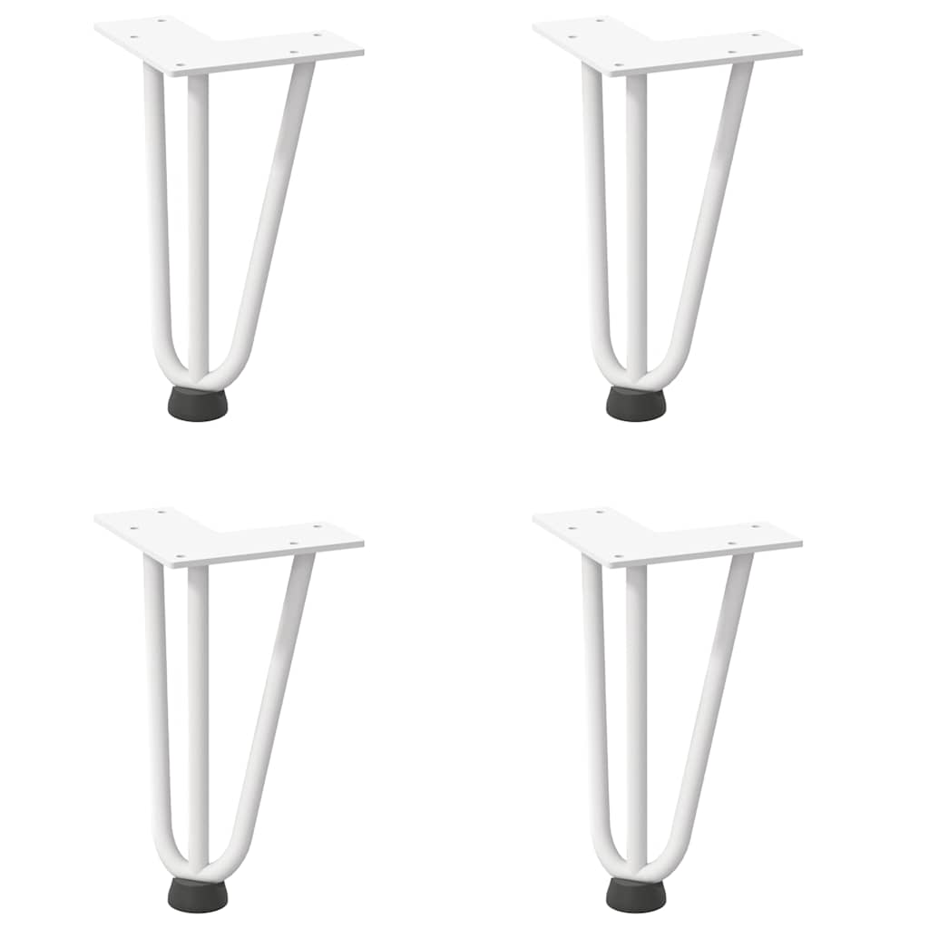 Gambe per Tavolo a Forcina 4 pz Bianco 20 cm Acciaio Massiccio - homemem39