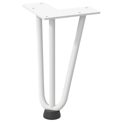 Gambe per Tavolo a Forcina 4 pz Bianco 20 cm Acciaio Massiccio - homemem39