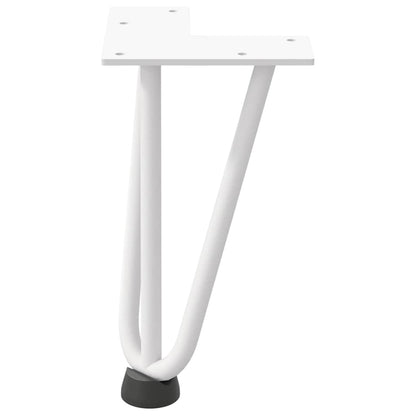 Gambe per Tavolo a Forcina 4 pz Bianco 20 cm Acciaio Massiccio - homemem39