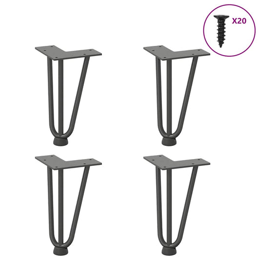Gambe Tavolo a Forcina 4 pz Antracite 20 cm Acciaio Massiccio - homemem39