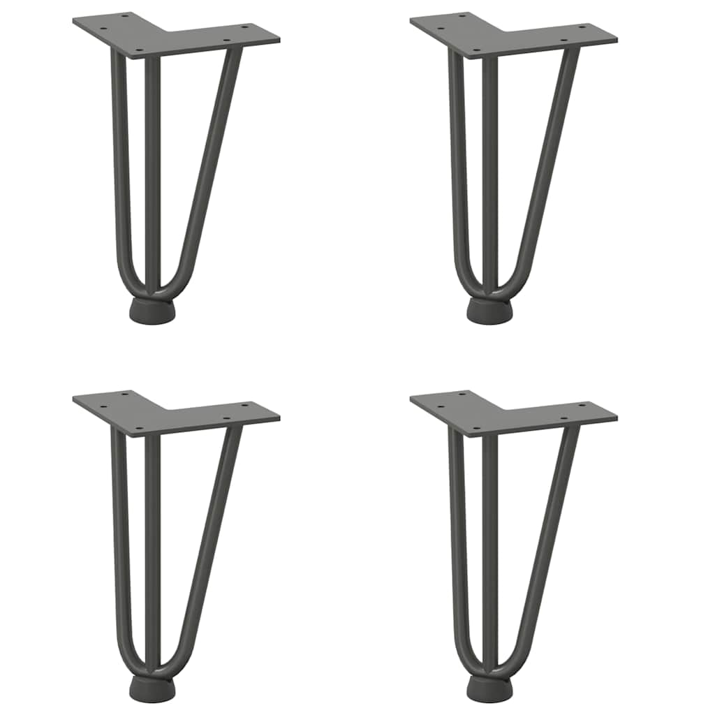 Gambe Tavolo a Forcina 4 pz Antracite 20 cm Acciaio Massiccio - homemem39