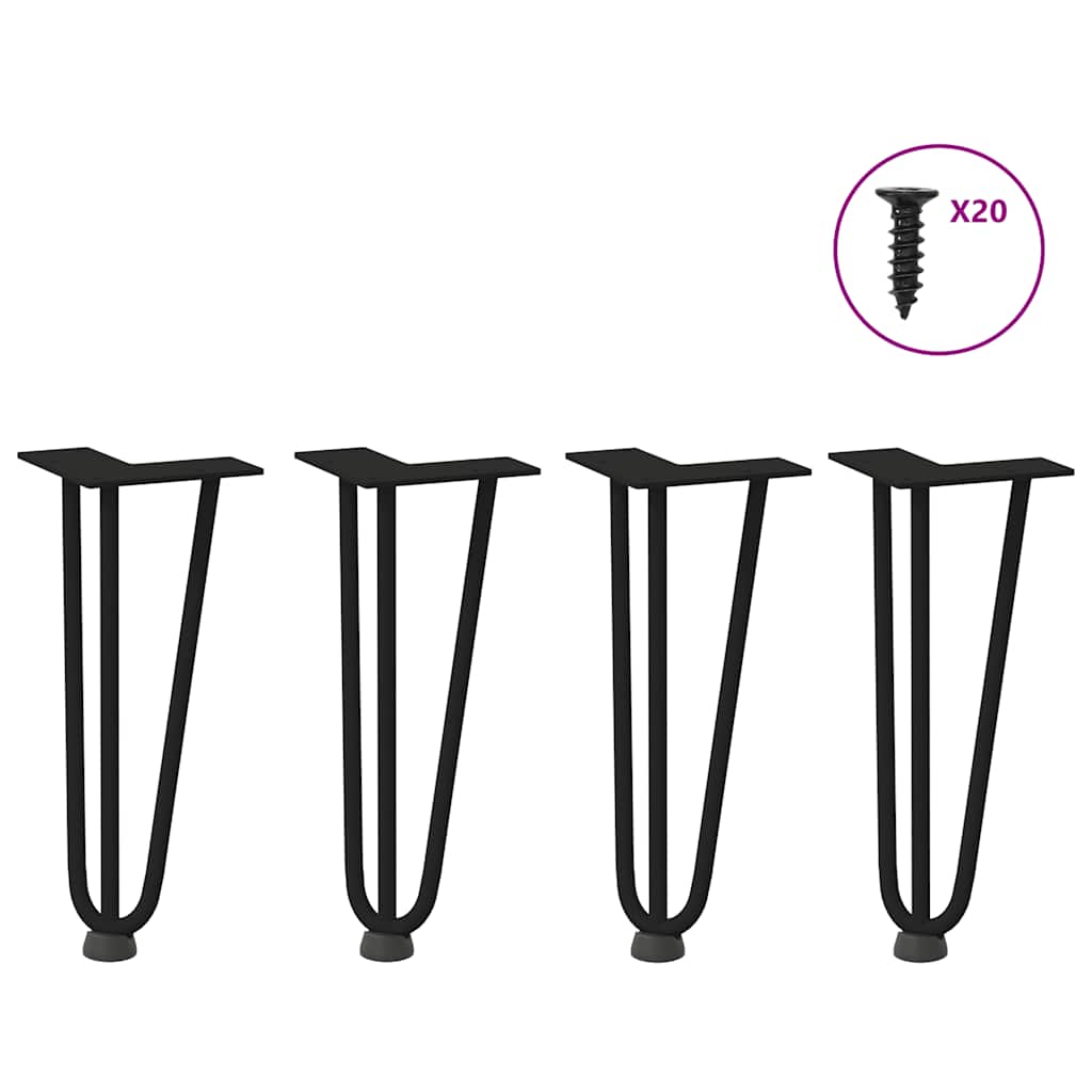 Gambe per Tavolo a Forcina 4 pz Nero 30 cm in Acciaio Massiccio - homemem39