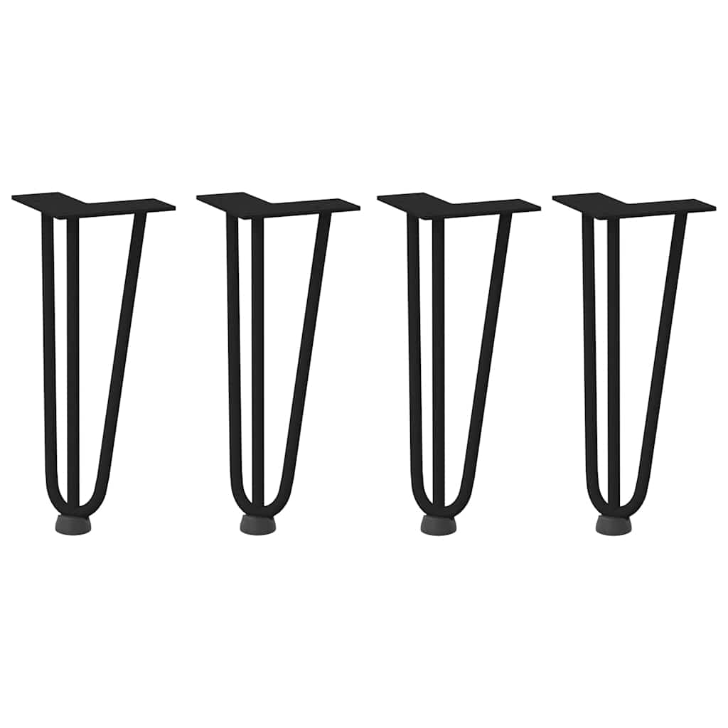 Gambe per Tavolo a Forcina 4 pz Nero 30 cm in Acciaio Massiccio - homemem39