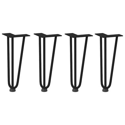 Gambe per Tavolo a Forcina 4 pz Nero 30 cm in Acciaio Massiccio - homemem39