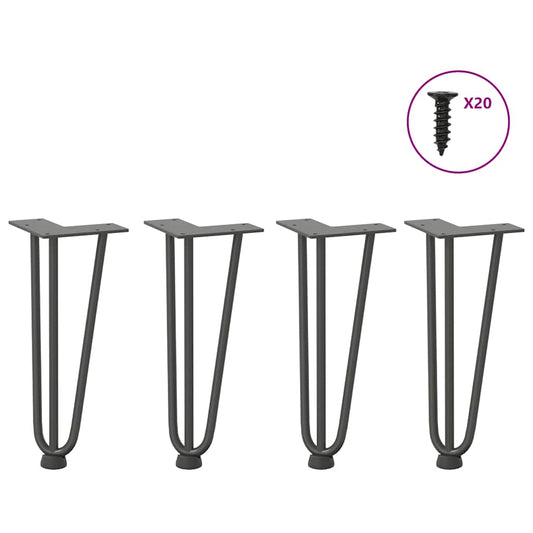 Gambe Tavolo a Forcina 4 pz Antracite 30 cm Acciaio Massiccio - homemem39