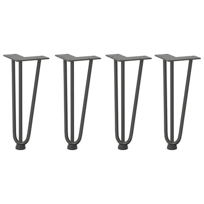 Gambe Tavolo a Forcina 4 pz Antracite 30 cm Acciaio Massiccio - homemem39