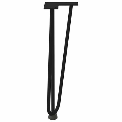 Gambe per Tavolo a Forcina 4 pz Nero 42 cm in Acciaio Massiccio