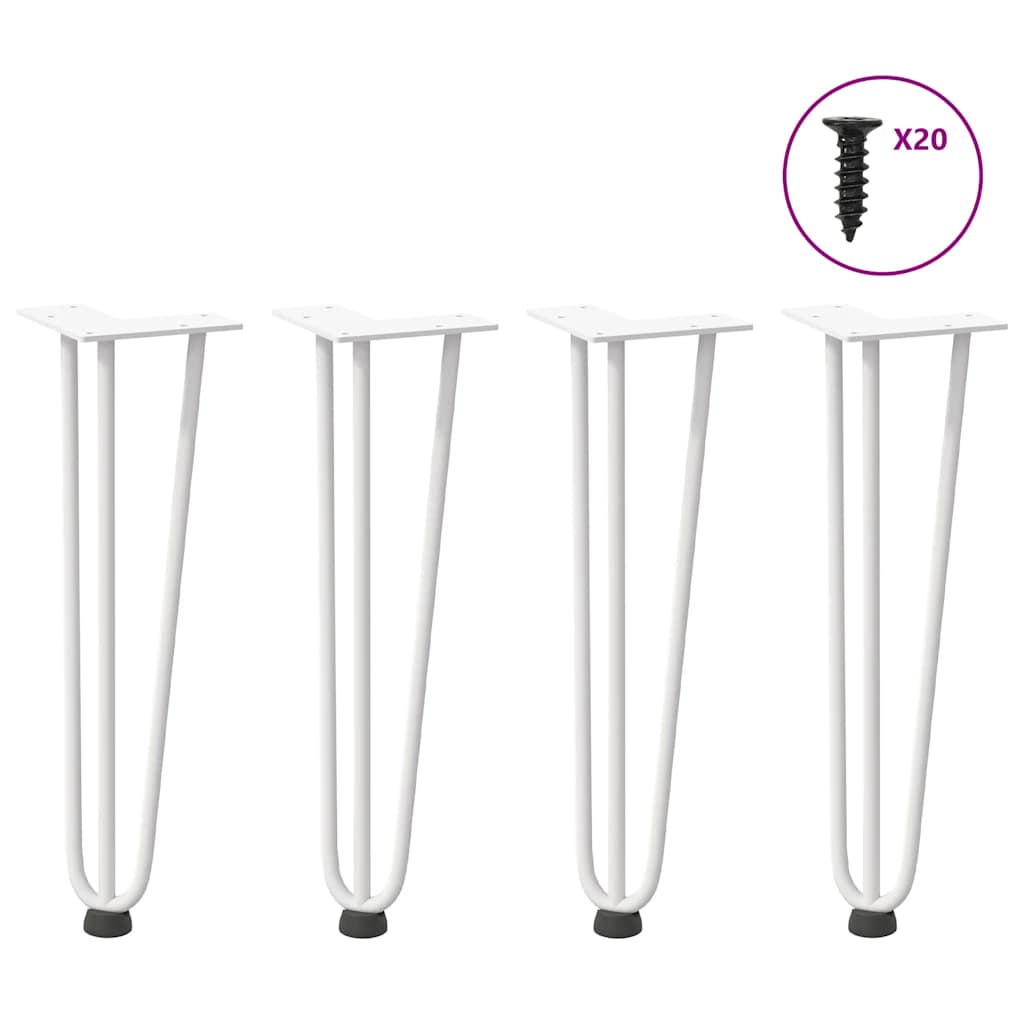 Gambe per Tavolo a Forcina 4 pz Bianco 42 cm Acciaio Massiccio - homemem39