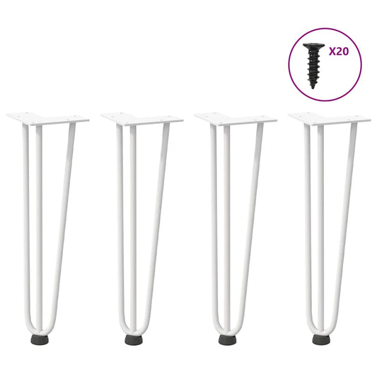 Gambe per Tavolo a Forcina 4 pz Bianco 42 cm Acciaio Massiccio - homemem39