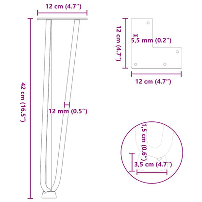 Gambe per Tavolo a Forcina 4 pz Bianco 42 cm Acciaio Massiccio - homemem39