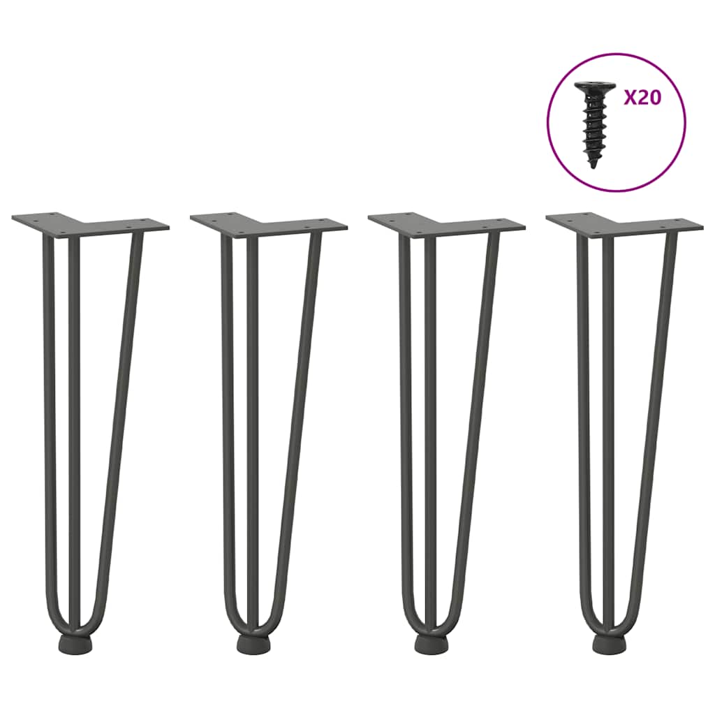 Gambe Tavolo a Forcina 4 pz Antracite 42 cm Acciaio Massiccio - homemem39