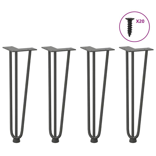 Gambe Tavolo a Forcina 4 pz Antracite 42 cm Acciaio Massiccio - homemem39