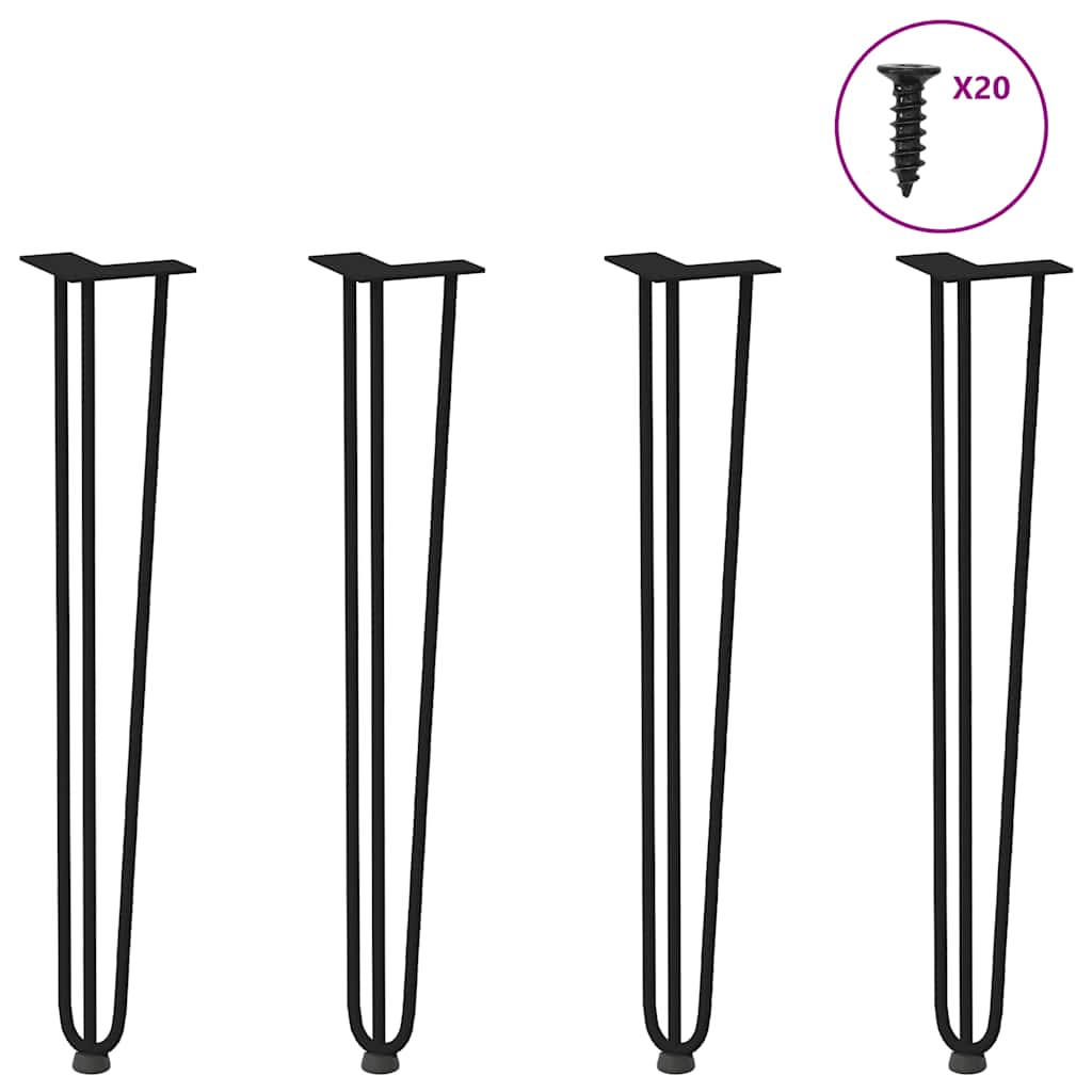 Gambe per Tavolo a Forcina 4 pz Nero 72 cm in Acciaio Massiccio - homemem39