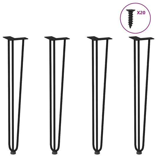 Gambe per Tavolo a Forcina 4 pz Nero 72 cm in Acciaio Massiccio - homemem39