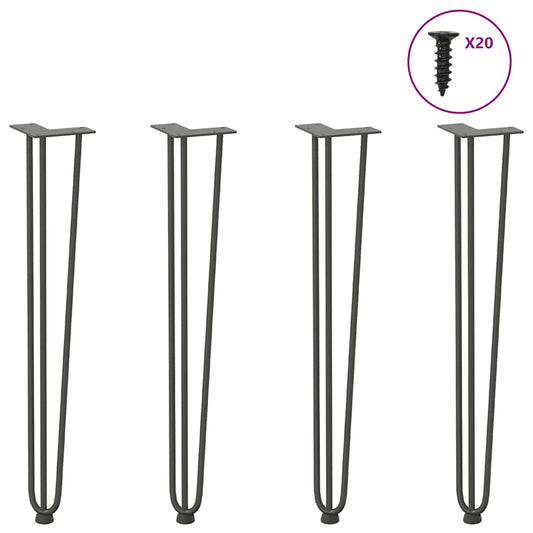 Gambe Tavolo a Forcina 4 pz Antracite 72 cm Acciaio Massiccio - homemem39