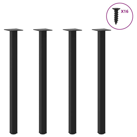 Gambe per Tavolino 4 pz Nero 72-74 cm in Acciaio - homemem39
