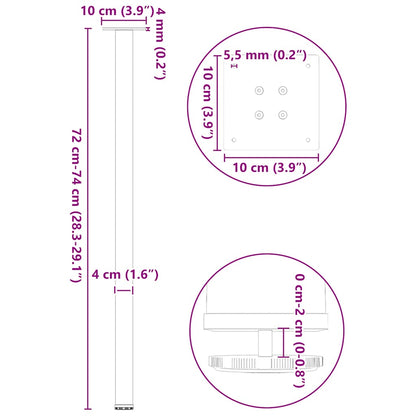 Gambe per tavolo consolle 4 pz Antracite 72-74 cm Acciaio