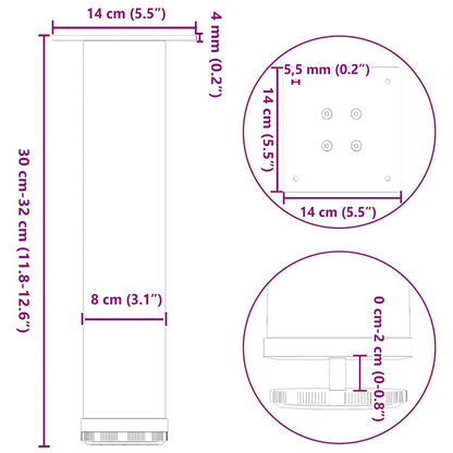 Gambe per Tavolino da Caffè 4 pz Acciaio Naturale 30-32 cm