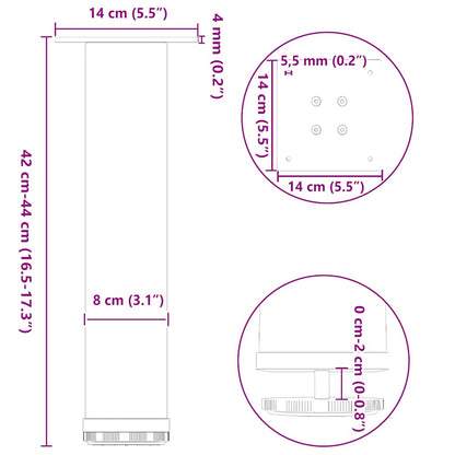 Gambe per Tavolino 4 pz Bianco 42-44 cm in Acciaio