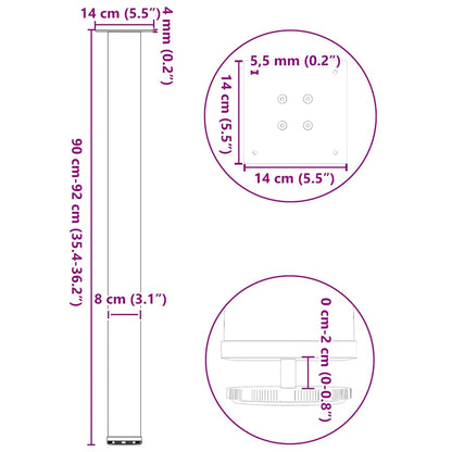Gambe per tavolo da bar 4 pz Antracite 90-92 cm Acciaio - homemem39