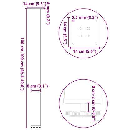 Gambe per tavolo da bar 4 pz nere 100-102 cm in acciaio