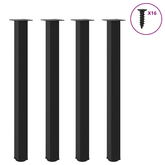 Gambe per Tavolino 4 pz Nero 110-112 cm in Acciaio - homemem39