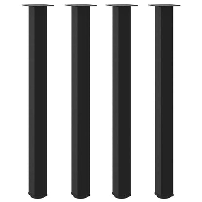 Gambe per Tavolino 4 pz Nero 110-112 cm in Acciaio - homemem39